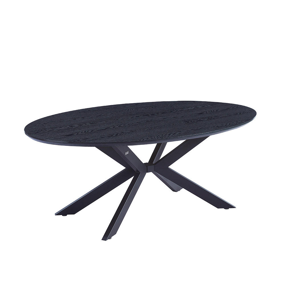 ESSTISCH OVAL AVENTIS - Dark Oak, 200 x 120 cm - Schwarz, Holz (200/120/4cm) - Home Deluxe
