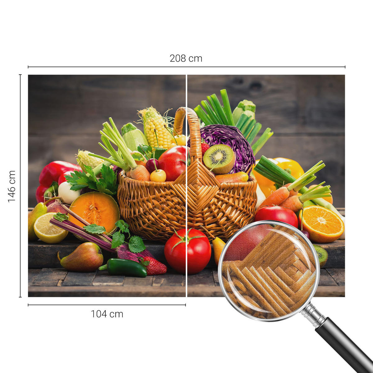 FOTOTAPETE 208x146 cm - Fruchtige Fülle - Schwarz, Textil (208/146cm) - Wallfluent