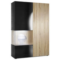 VITRINE Morena Tür und Einsatz in Eiche Natur - Eichefarben, Holzwerkstoff (91.5/136.5/37cm) - Vladon