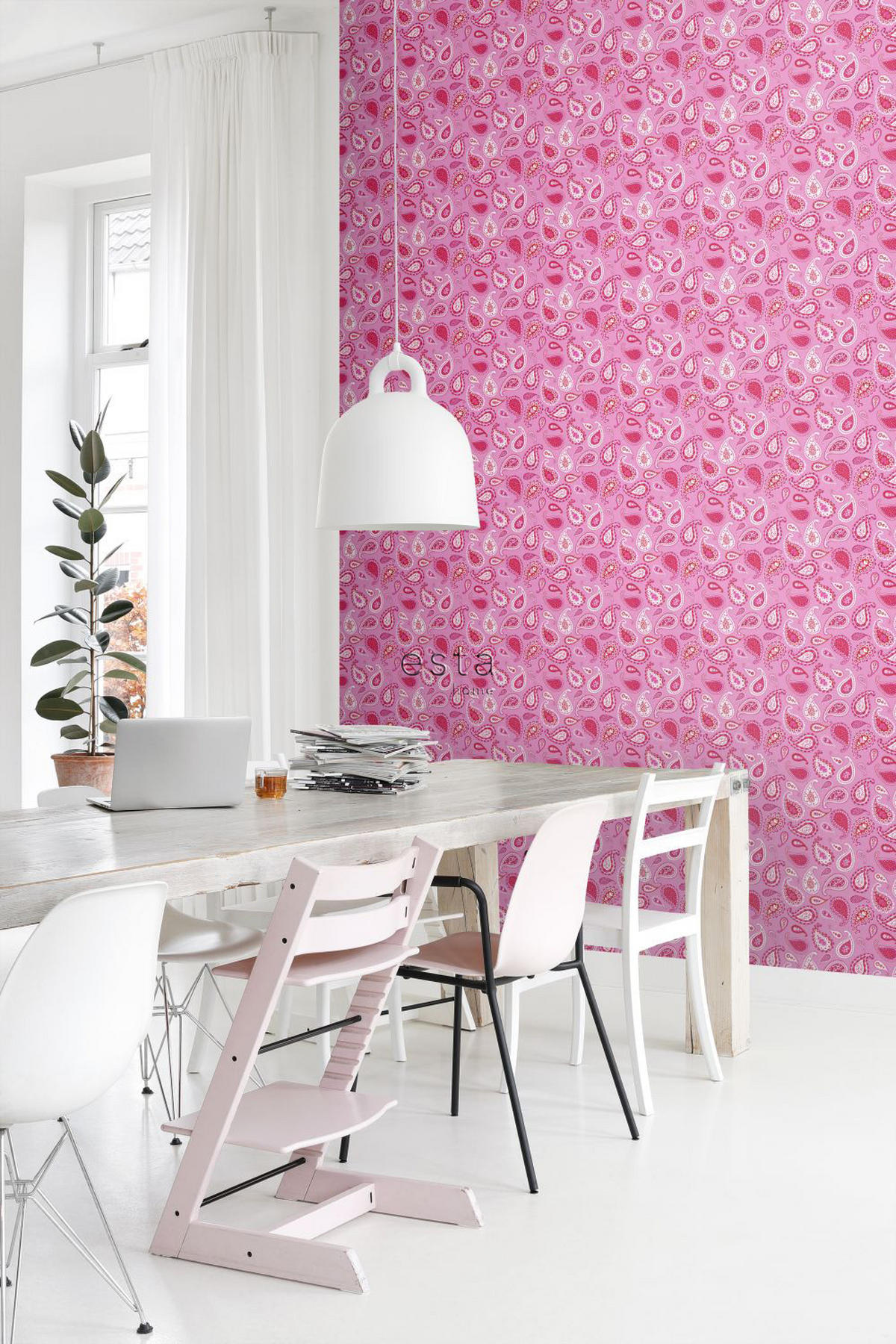 TAPETE Paisley-Muster 53 cm x 10.05 m - Pink, Papier (53/0.1cm) - ESTAhome