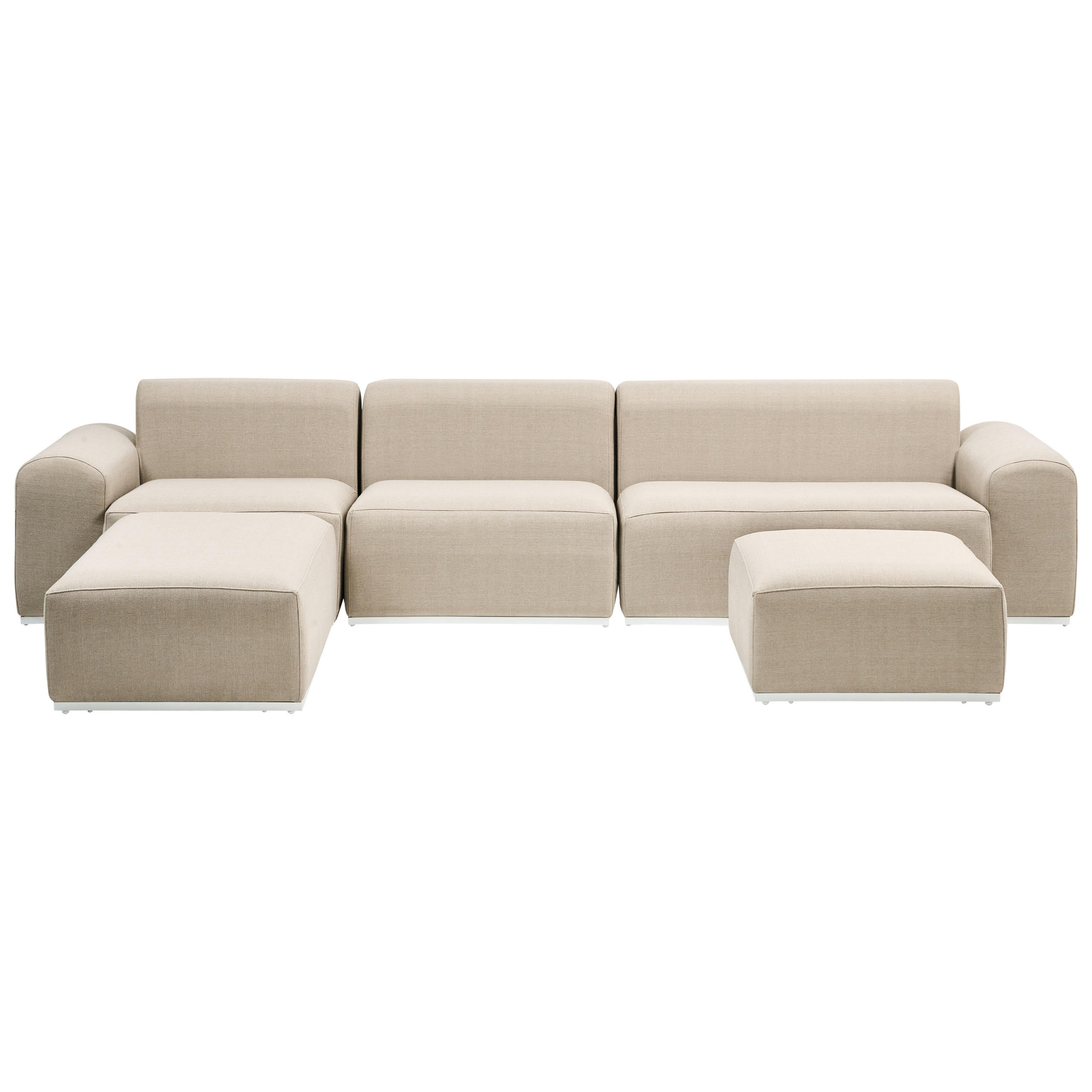 LOUNGE-SET 7-Sitzer Beige Battifollo - Beige/Weiß, Textil - Beliani