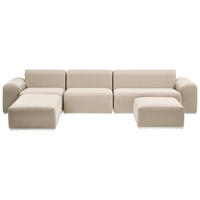 LOUNGE-SET 7-Sitzer Beige Battifollo - Beige/Weiß, Textil - Beliani