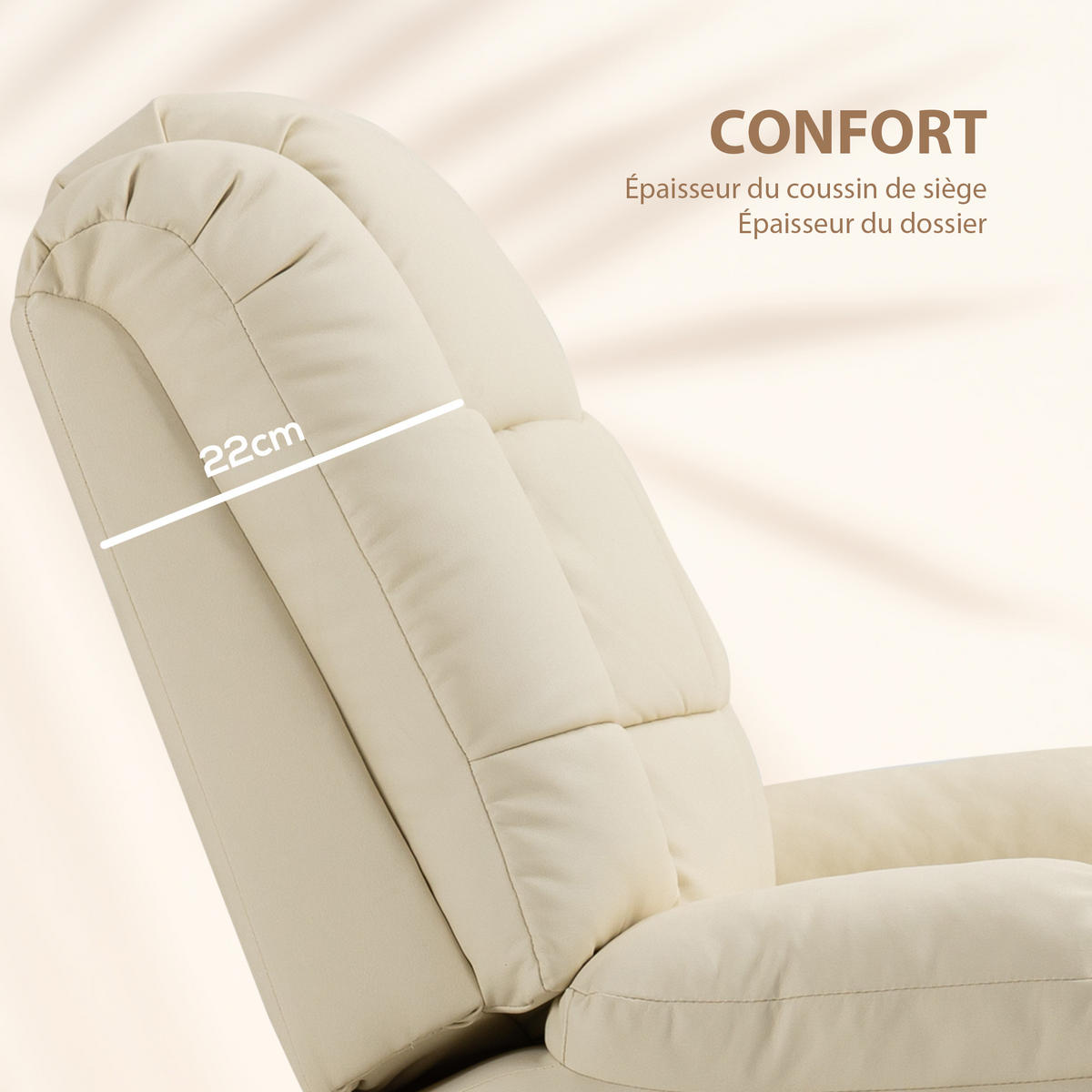 MASSAGESESSEL DE-15377 8 Massagepunkte mit manueller Neigung - Creme, Metall (99/99/94cm) - ComfortXL