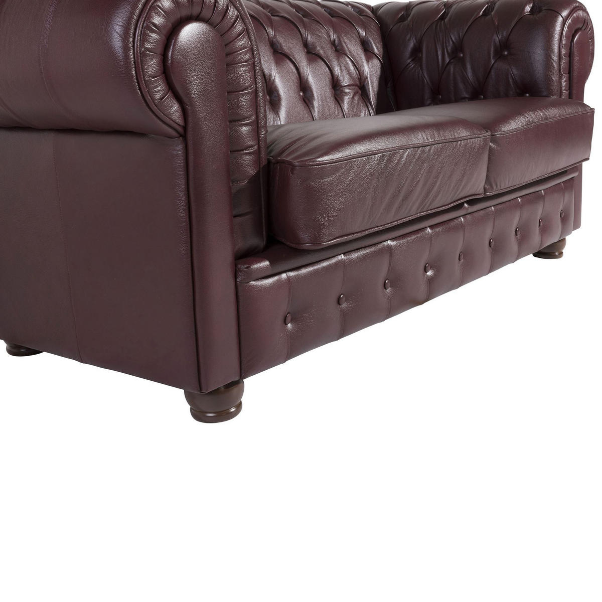 SOFA 2-Sitzer Kalea Bezug Wischleder Buche nussbaum dunkel / rot - Rot, Leder (172/76/98cm) - 58aufmkessel