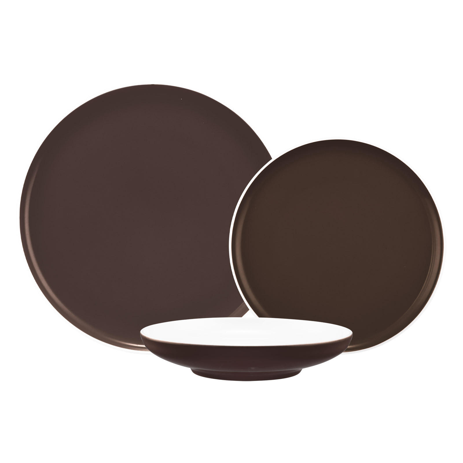 TELLER-SET Sento Home Pure Colors Chocolate Brown 18-tlg. - Dunkelbraun, Keramik (2/2/2cm) - Seltmann Weiden