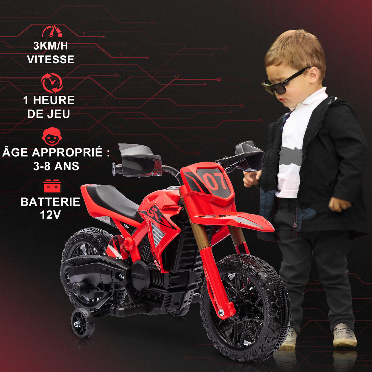 ELEKTRO-MOTORRAD DE-13052 Stützräder Rot - Rot, Kunststoff (105/57/62cm) - ComfortXL