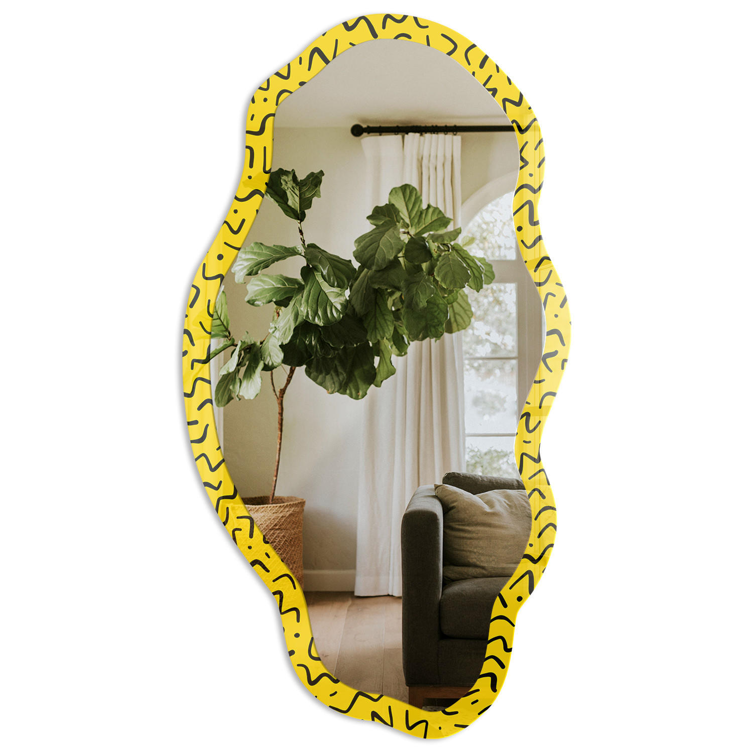 SPIEGEL 90x45 cm asymmetrisch mit Druck - Kreative Energie - Transparent, Glas (45/90/0.4cm) - TULUP