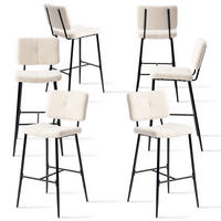 BARHOCKER 6er-Set in Eisen Bouclé-Stoff - Beige, Metall (46.5/104/53cm) - Meubles Cosy