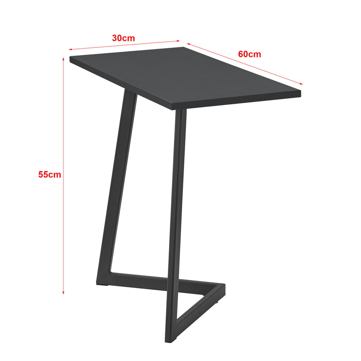 BEISTELLTISCH Kalundborg - Schwarz, Metall (30/60/55cm) - [en.casa]