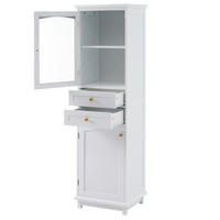 BADEZIMMERSCHRANK mit Glastüren, 2 Schränke, 2 Schubladen, verstellbare Einlegeböden, Weiß - Weiß, Holz (45/160/36cm) - PARAFTA HOME