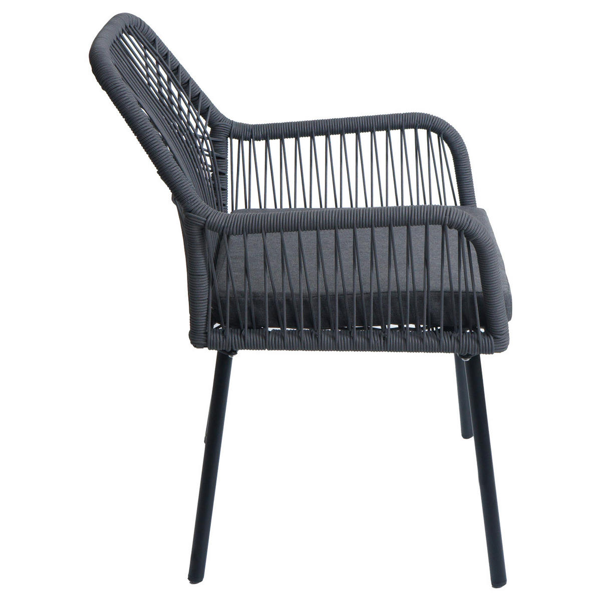 GARTENSTUHL 2er-Set 81x54x62cm Aluminium Seilgeflecht Rope Anthrazit - Anthrazit, Metall (54/81/62cm) - PROREGAL