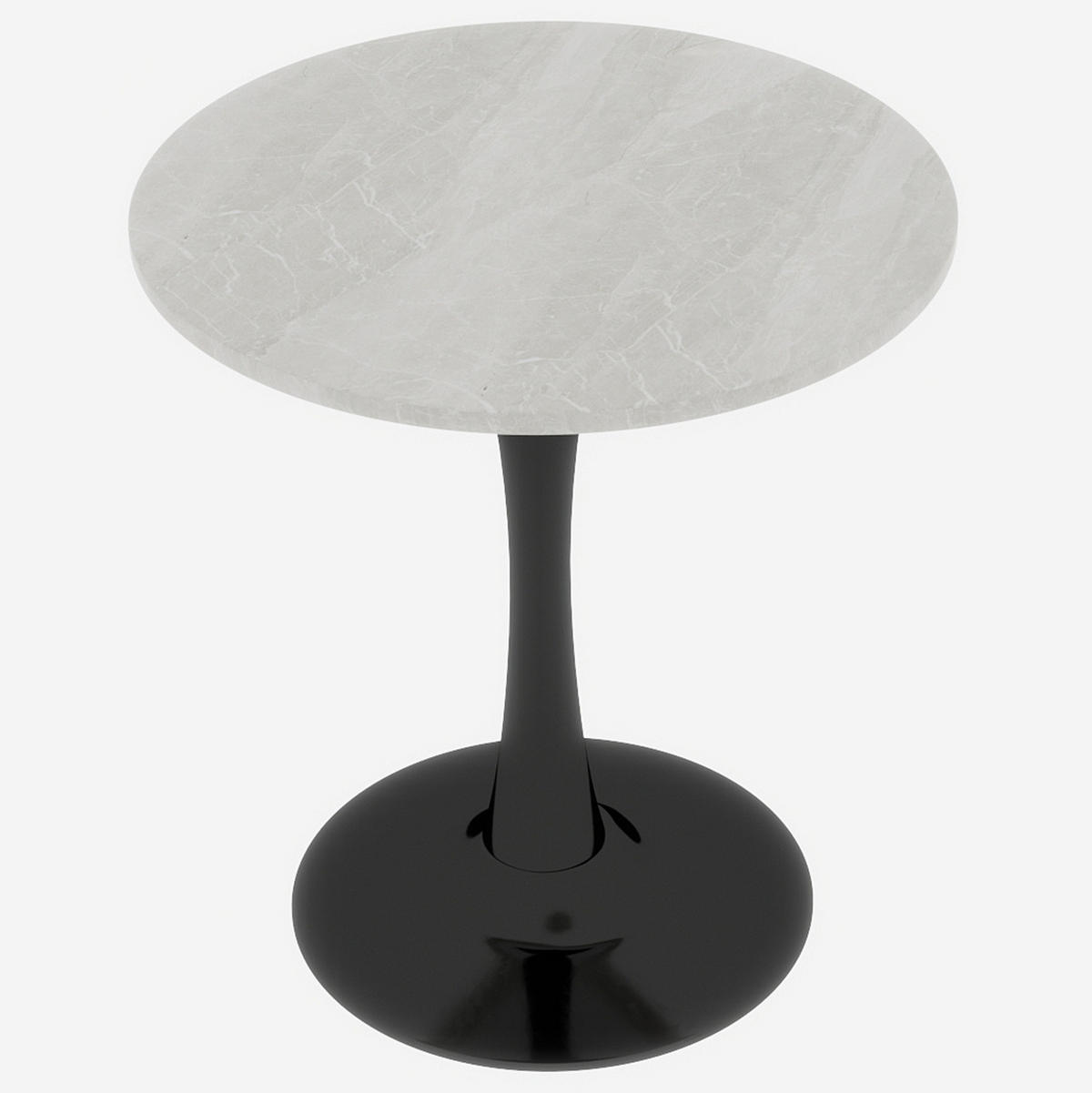 COUCHTISCH 70 cm in Schwarz/Weiß aus Kunstmarmor–rund und modern - Schwarz, Stein (70/70/72cm) - Flora Grace