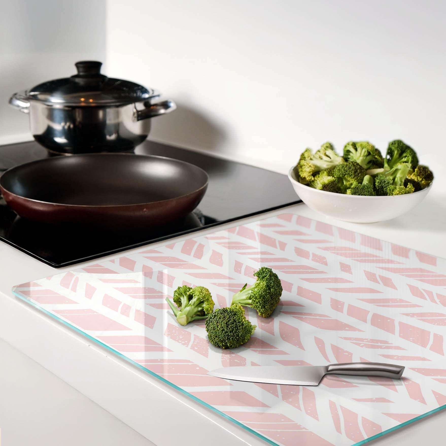 Thumbnail - Tulup Glasplatte, Pink, Glas, 60x0.4x52 cm, Küchen, Küchenelektrogeräte, Herde, Herdabdeckplatten