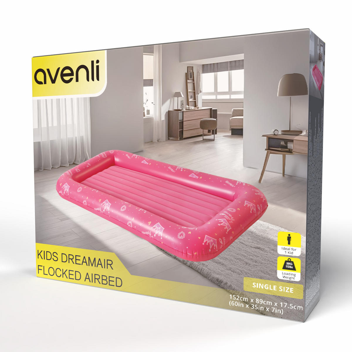 LUFTBETT Kinderluftmatratze aufblasbar DreamAir 152 x 89 x 17,5 cm rosa - Rosa, Kunststoff (89/152cm) - Avenli