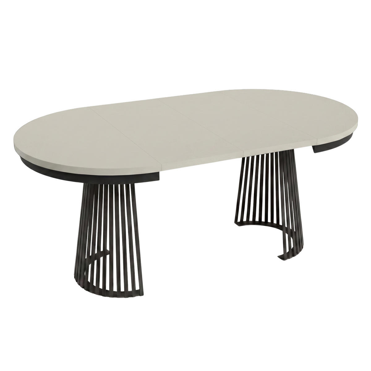 ESSTISCH Lumi im Loft-Stil, ausziehbar Ø 120–200 cm, Metallbeinen, Schwarz+Kaschmir - Kaschmir/Schwarz, Metall (120/120/77cm) - Beautysofa