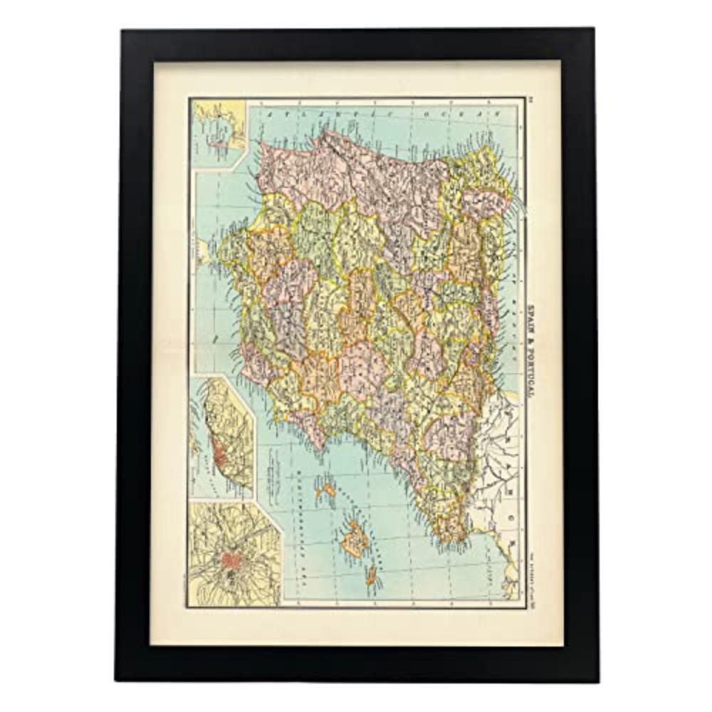 POSTER Vintage Karten – Iberische Halbinsel A3 Rahmenlos - Klar, Papier (29.7/5/42cm) - Nacnic