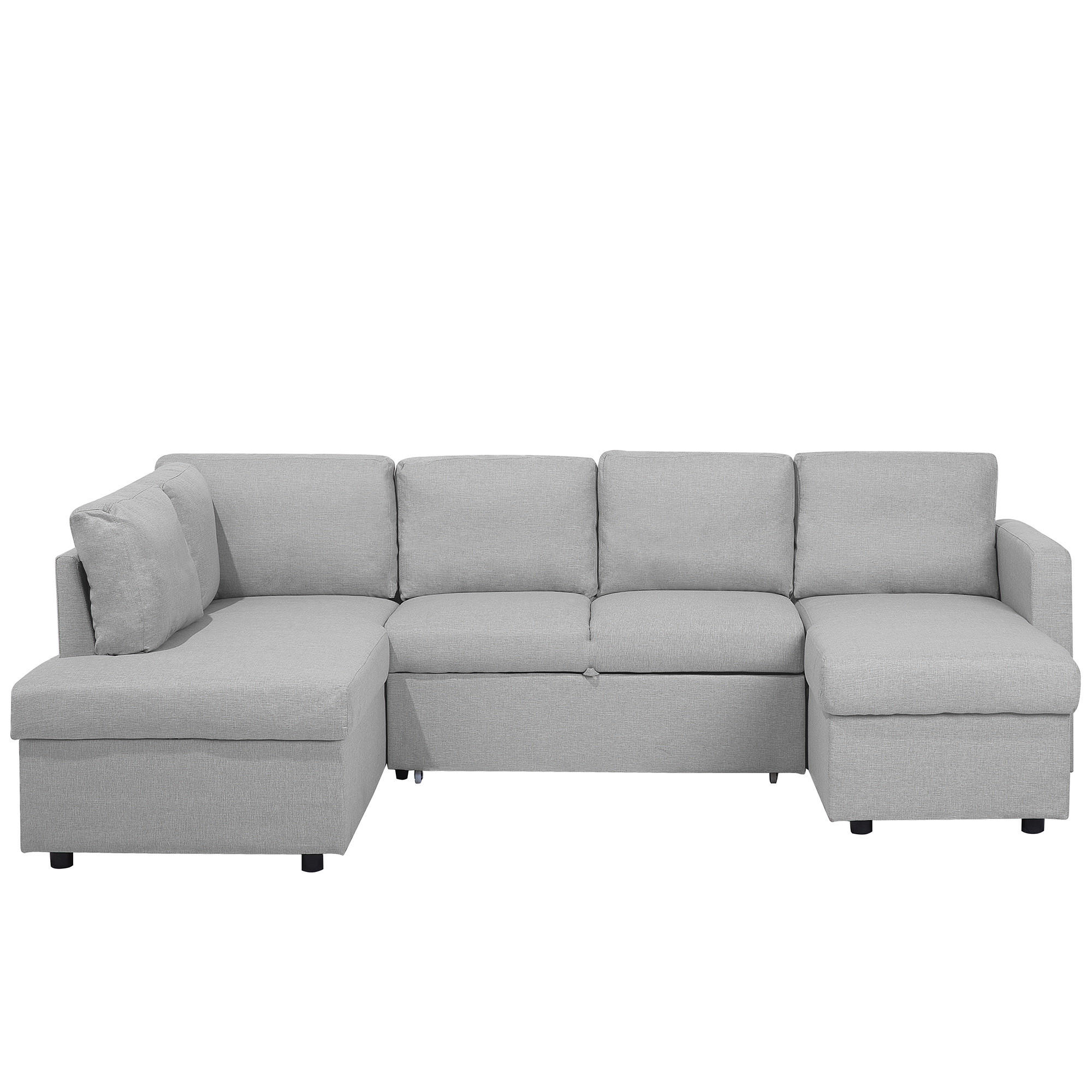 SCHLAFSOFA U-förmig Polsterbezug Hellgrau Karrabo - Hellgrau, Textil (285/90/185cm) - Beliani