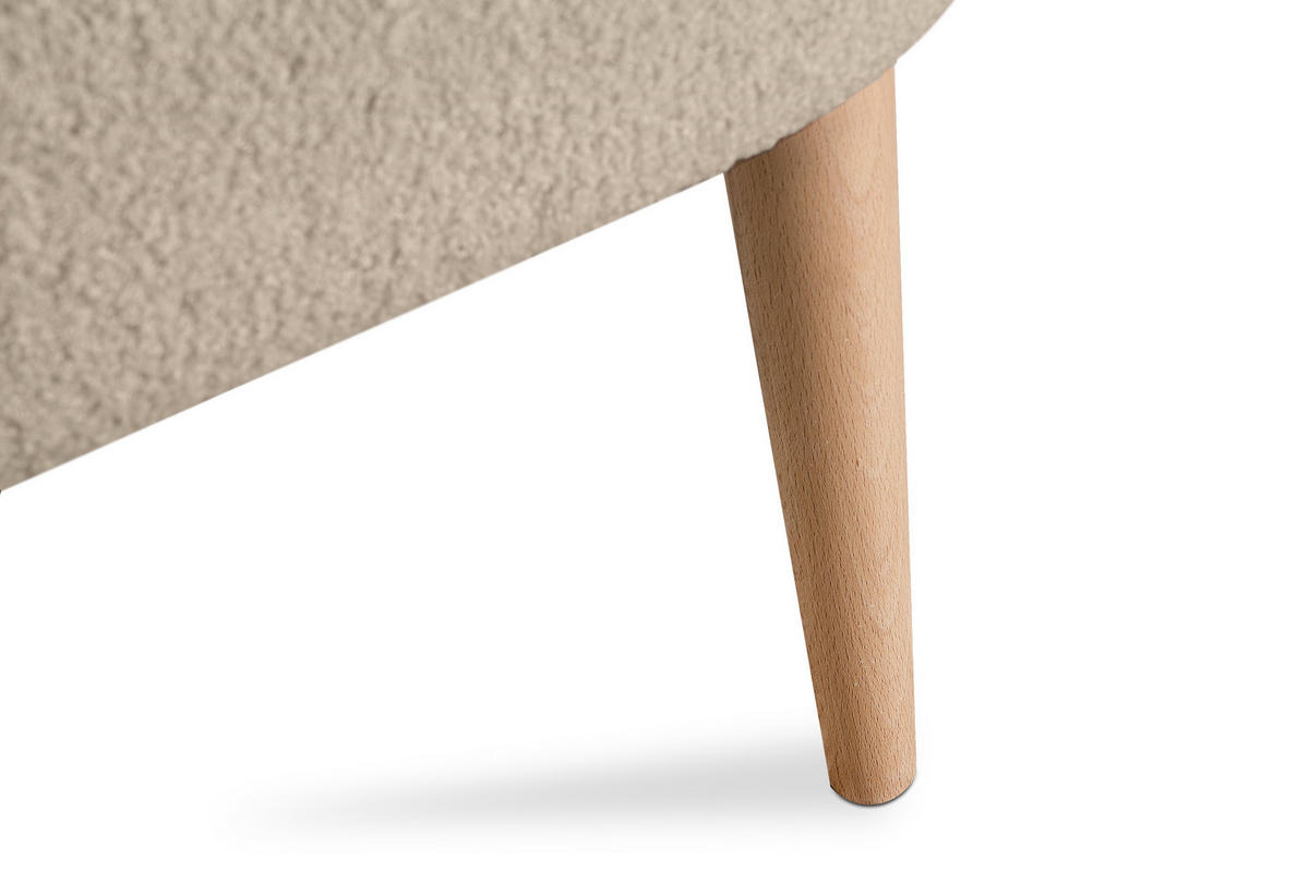 COCKTAILSESSEL APPA auf hohen Beinen aus Buche, aus recyceltem Boucle-Stoff, Beige/Buche Dekor - Beige/Buchefarben, Holz/Textil (63/89/65cm) - KONSIMO®