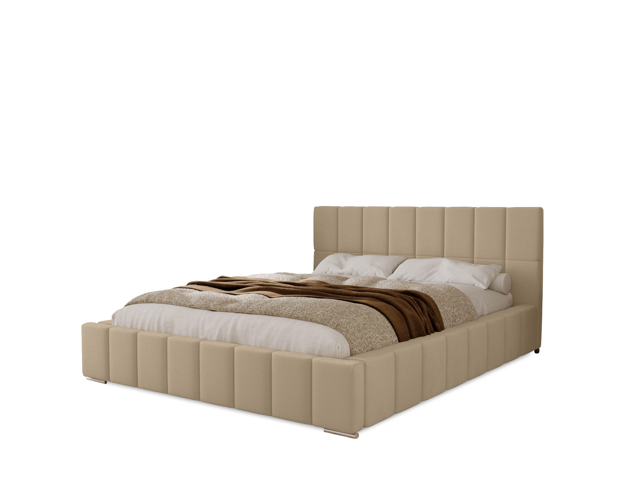 POLSTERBETT Alma 120x200 cm, Doppelbett mit Bettkasten und Lattenrost aus Holz, Velourstoff: Creme - Creme, Holz/Kunststoff (120/200cm) - Marpur