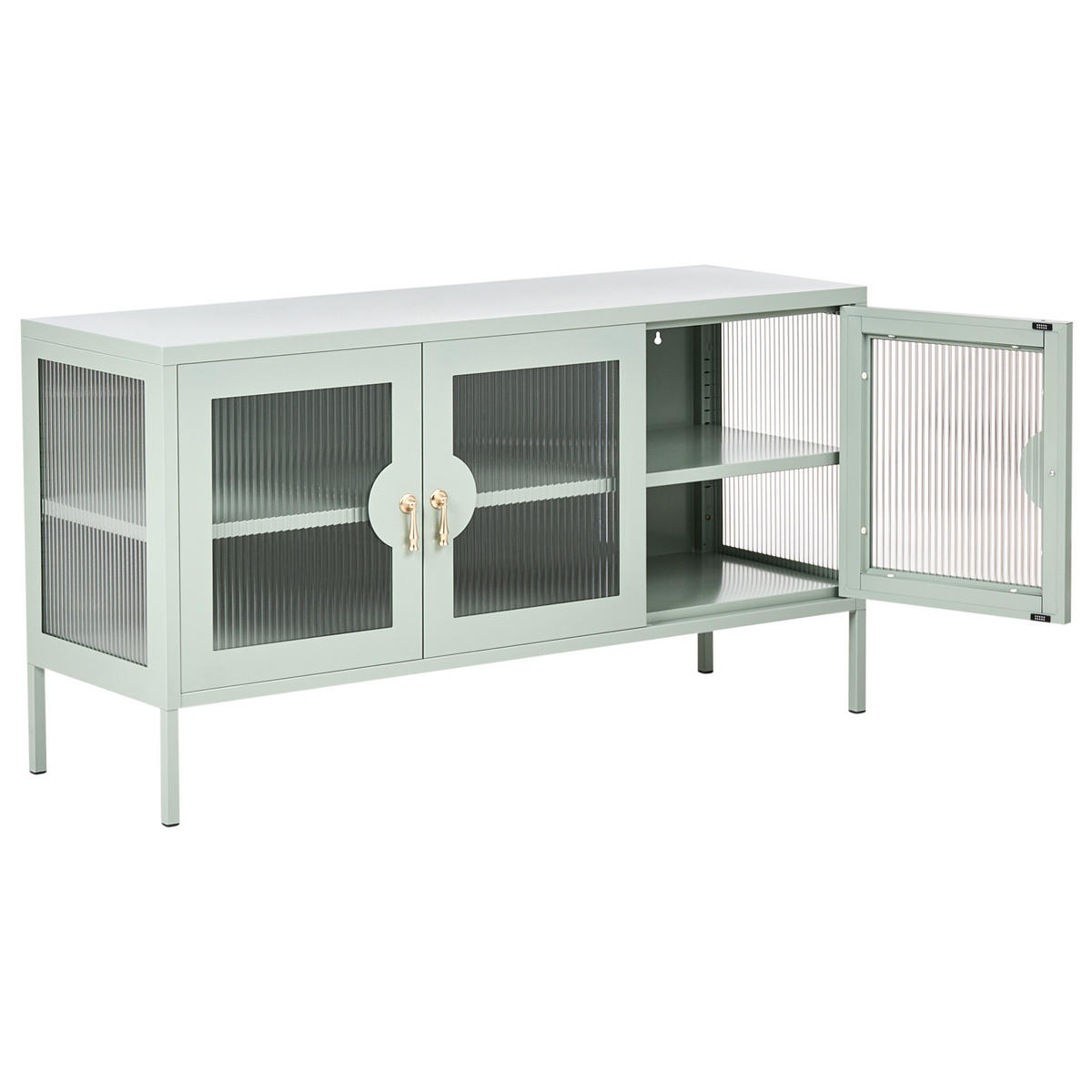 SIDEBOARD mit 3 Türen Metall Mintgrün Gleora - Mintgrün/Grün, Metall (120/65/40cm) - Beliani