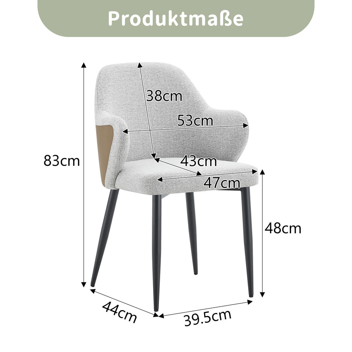 ARMLEHNSTUHL-SET DE-36719 2 Stück mit verstärkten Metallbeinen Braun - Braun, Metall (56.5/83/53cm) - ComfortXL
