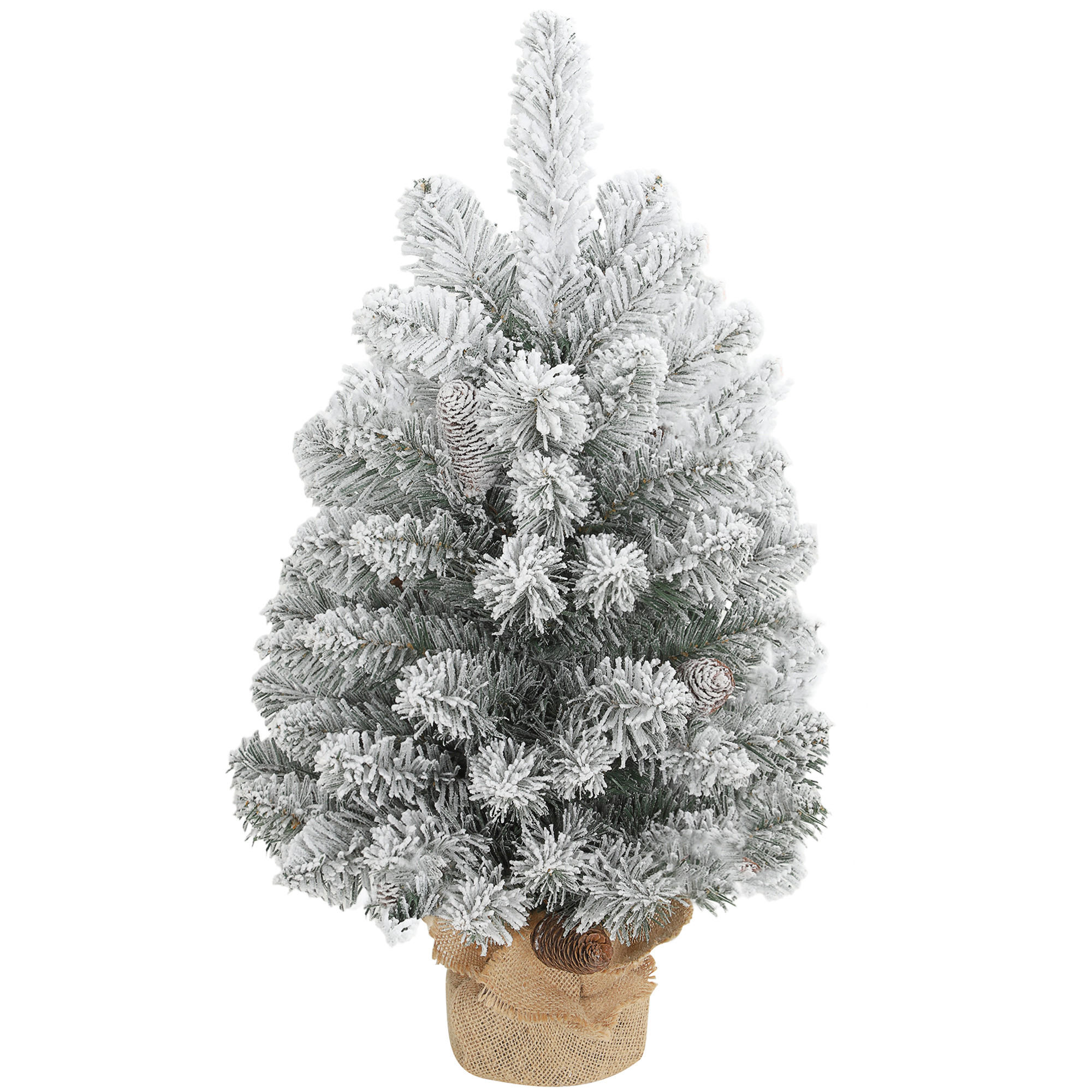 WEIHNACHTSBAUM DE-41557 Mini 60 cm, Schnee, 6 Zapfen - Weiß/Grün, Kunststoff (60cm) - ComfortXL
