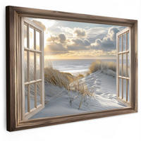 LEINWANDBILD Ausblick - Strand - Dünen - Meer - Natur 30x20 cm - Sandfarben, Textil (30/20cm) - MuchoWow