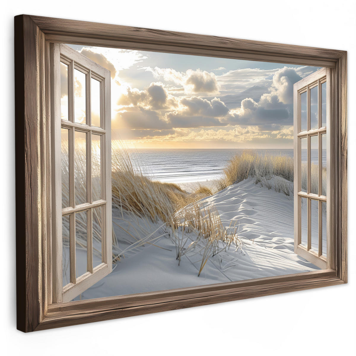 LEINWANDBILD Ausblick - Strand - Dünen - Meer - Natur 30x20 cm - Sandfarben, Textil (30/20cm) - MuchoWow