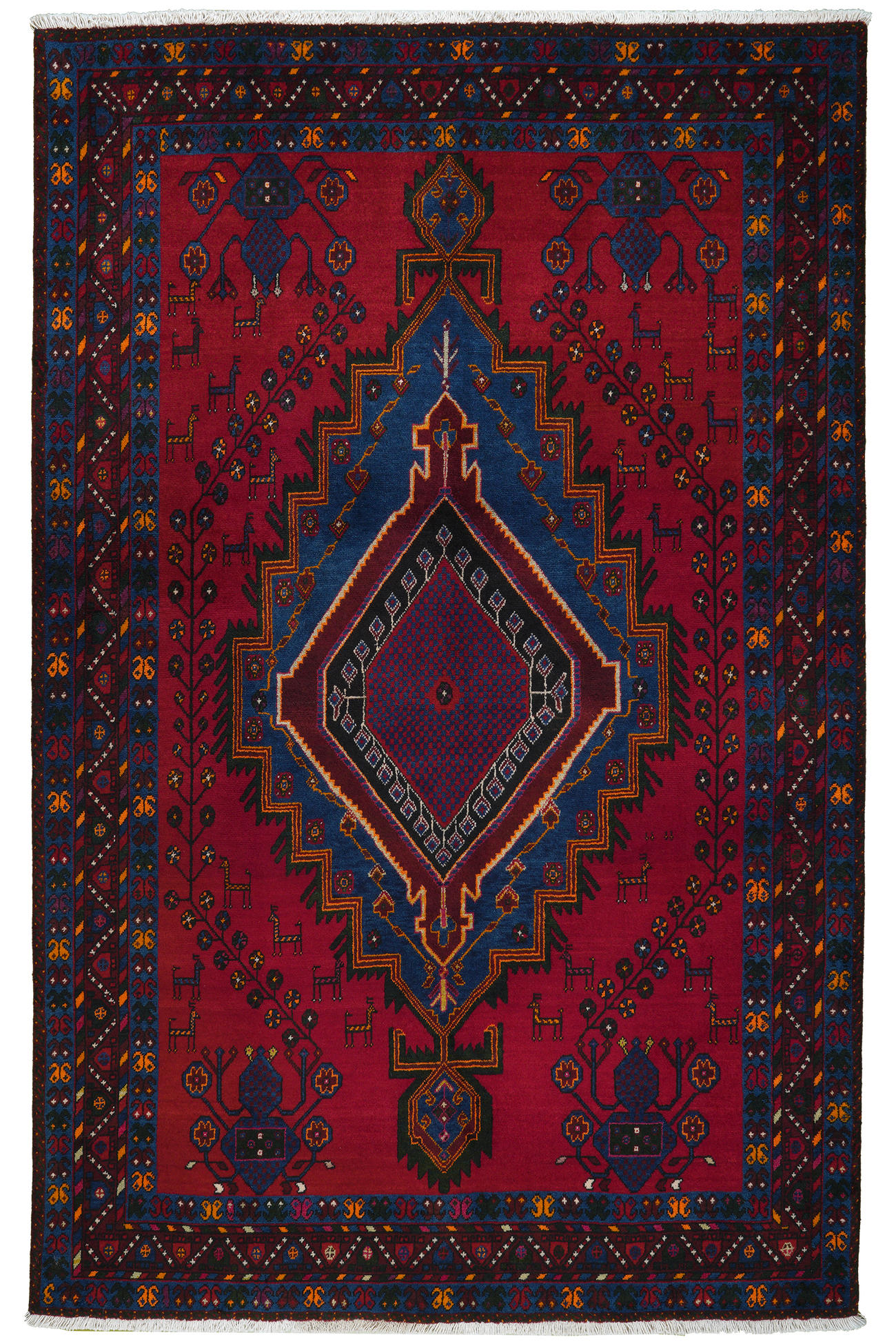 TEPPICH Afshar Rot 236/151 cm Schurwolle - Rot, Textil (151/236cm) - Looma