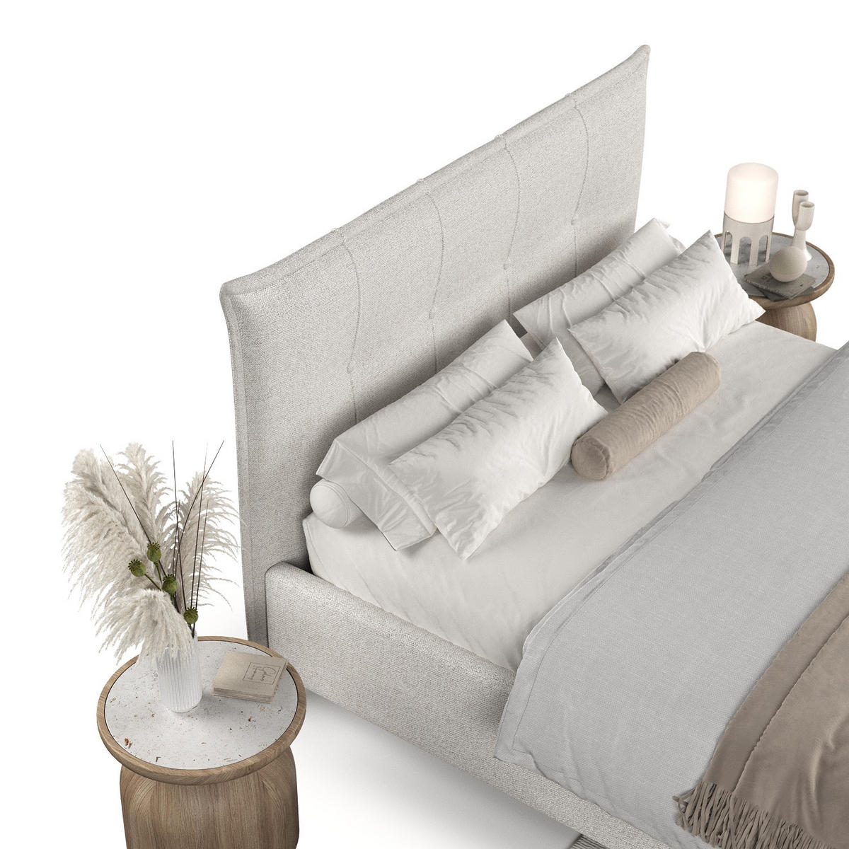 POLSTERBETT Plaza 180/200 cm Hellbeige im Riva Stoff - Beige/Naturfarben, Holz/Holzwerkstoff (180/200cm) - AltaBeds