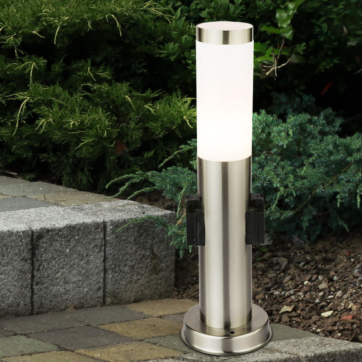 LED AUSSENLEUCHTE BOSTON Edelstahl Silber - Silberfarben, Kunststoff (13.1/13.1/45cm) - Globo Lighting