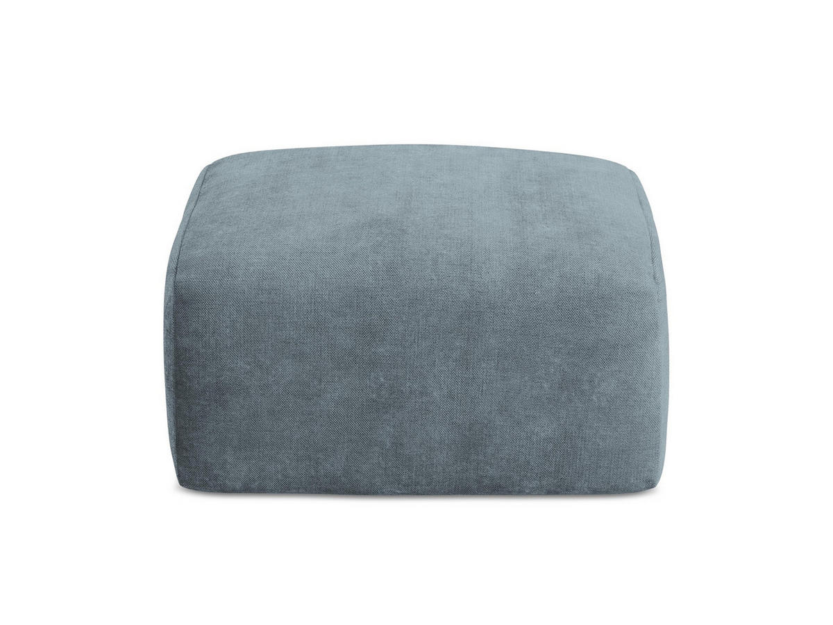 POUF Chenille Stoff Blau - Pastellblau/Schwarz, Holzwerkstoff/Kunststoff (65/40/65cm) - Makamii