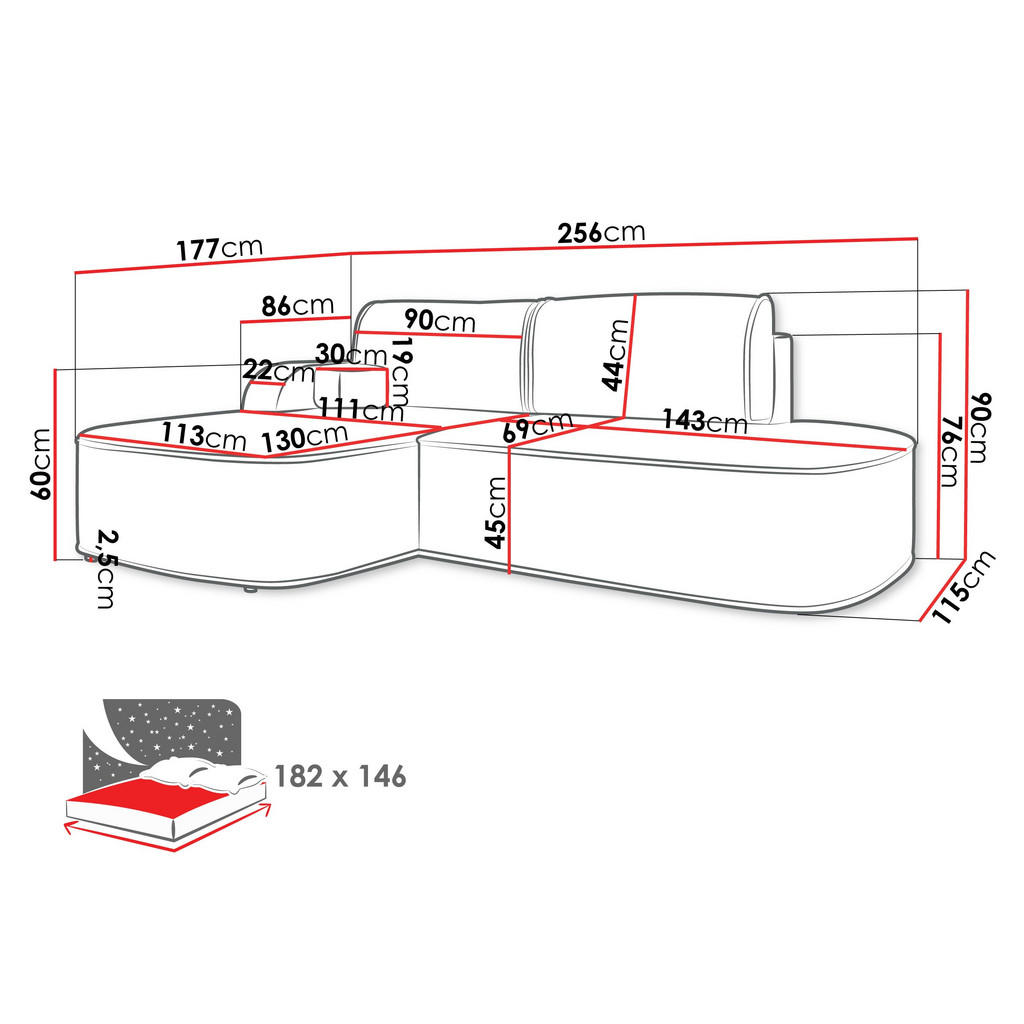 Thumbnail - Mirjan24 Ecksofa, Hellgrau, Textil, 4-Sitzer, Ottomane links,L-Form, 256x177 cm, Wohnzimmer, Sofas & Couches, Wohnlandsc...