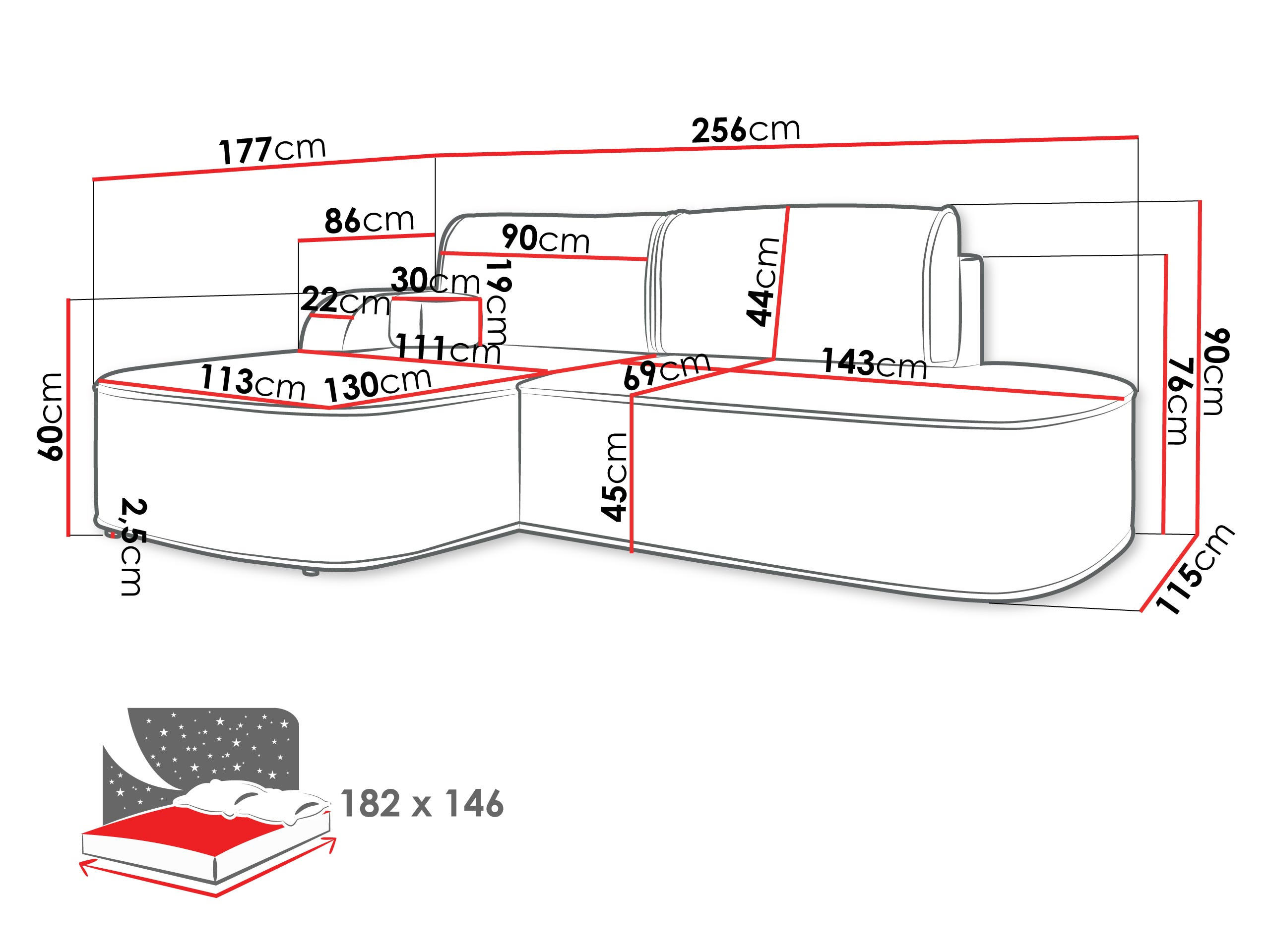 Thumbnail - Mirjan24 Ecksofa, Braun, Textil, 4-Sitzer, Ottomane rechts,L-Form, 256x177 cm, Wohnzimmer, Sofas & Couches, Wohnlandscha...