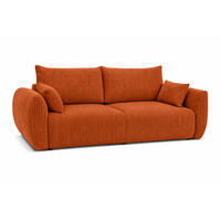 SOFA Mit Schlaffunktion Und Bettkasten, Cordstoff Poso, Kupfer, Zephira - Orange, Holz (238/87/102cm) - Kaiser Möbel