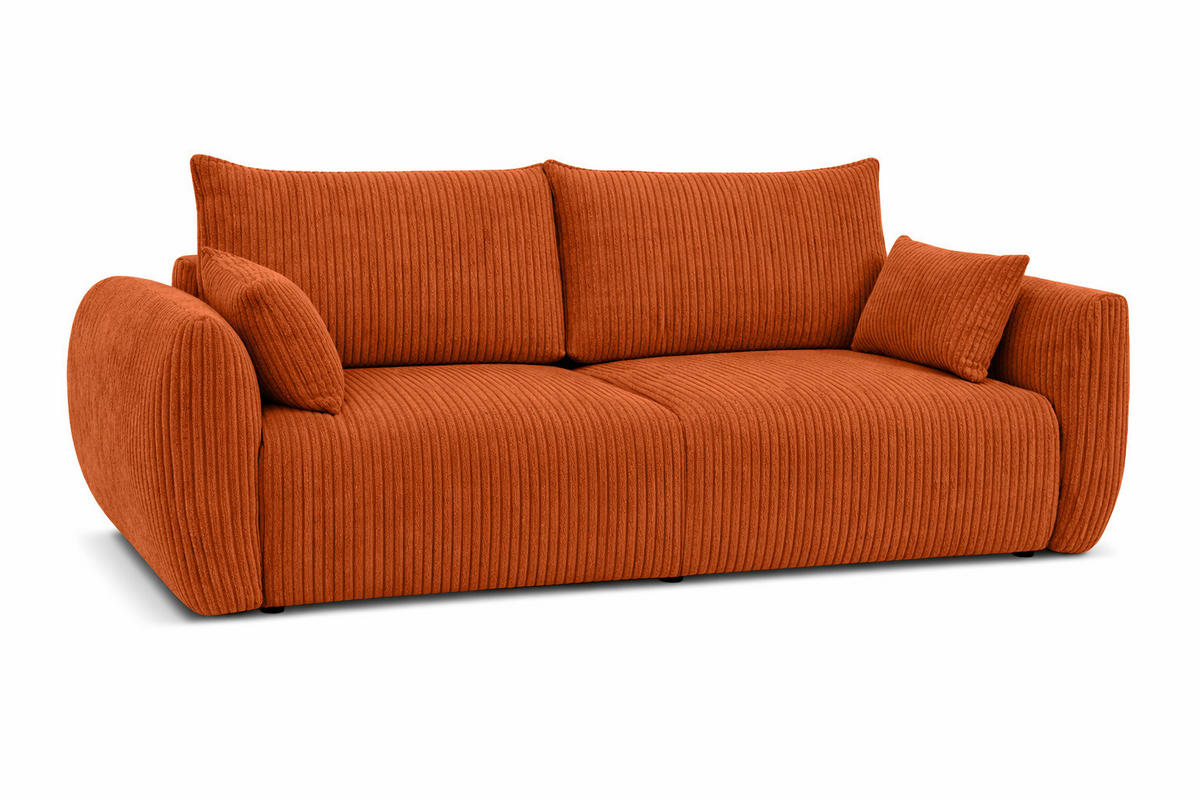 SOFA Mit Schlaffunktion Und Bettkasten, Cordstoff Poso, Kupfer, Zephira - Orange, Holz (238/87/102cm) - Kaiser Möbel