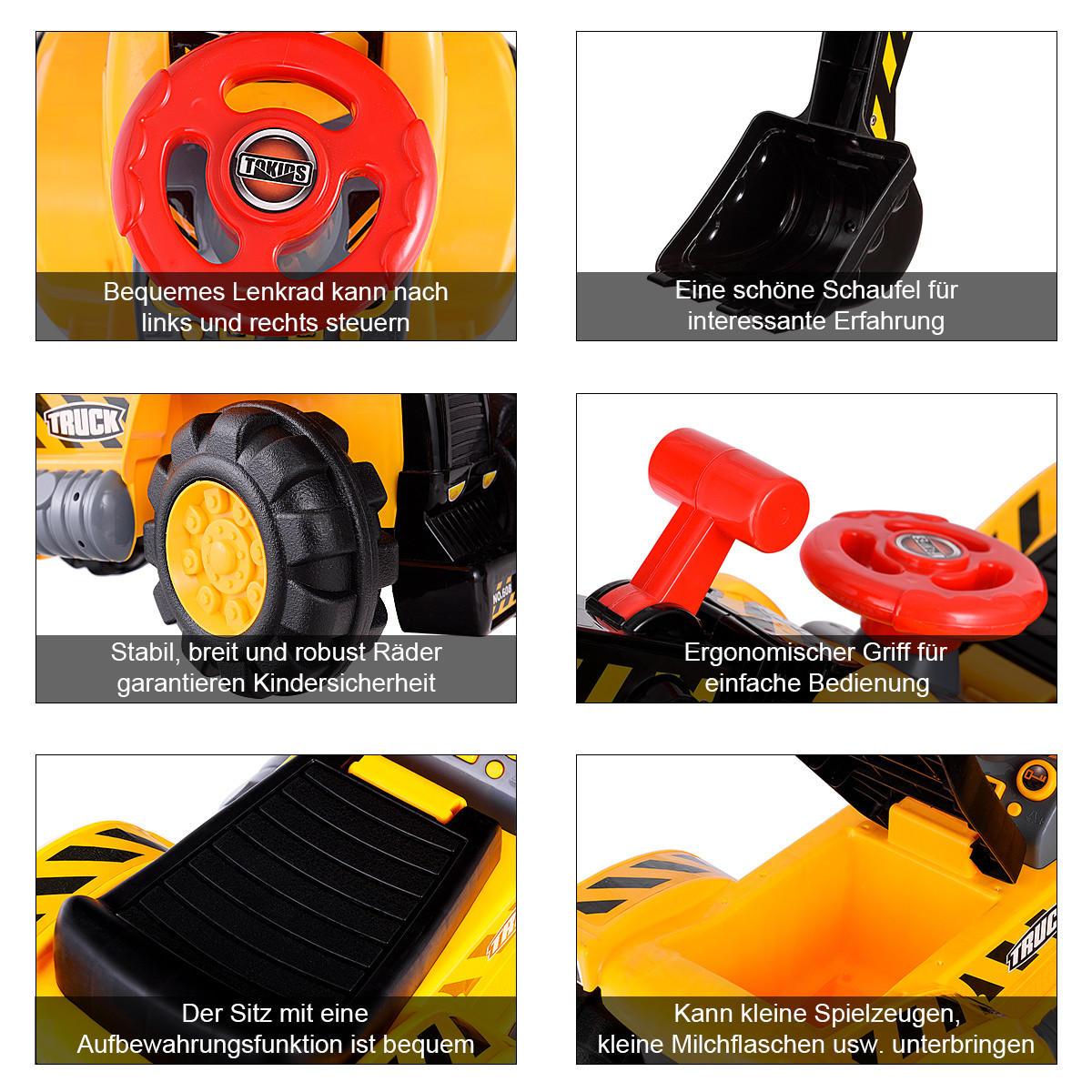 AUFSITZBAGGER Multicolor - Multicolor, Kunststoff (45/30/89cm) - COSTWAY