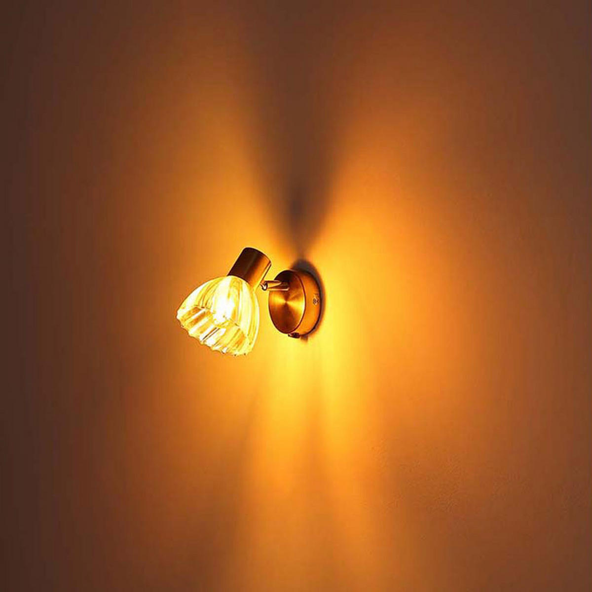 WANDLEUCHTE Metall Glas Messing - Messingfarben, Glas (10/12.5/16cm) - Globo Lighting