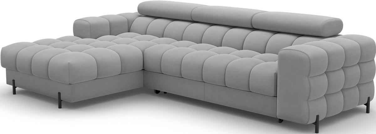 ECKSOFA FELRO mit Schlaffunktion, Bettkasten & verstellbaren Kopfstützen – Modernes Premium-Ecksofa in L-Form - Grau, Kunststoff (285/181cm) - Wohnideebilder