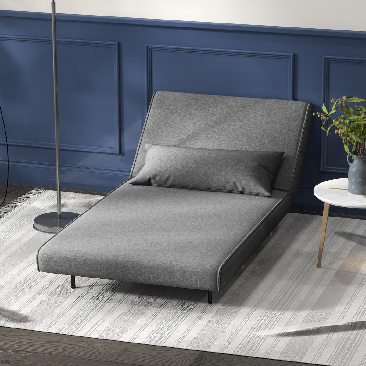 SCHLAFSESSEL DE-14610 3-in-1 verstellbare Rückenlehne mit Kissen Grau - Grau, Textil (78/80/94cm) - ComfortXL