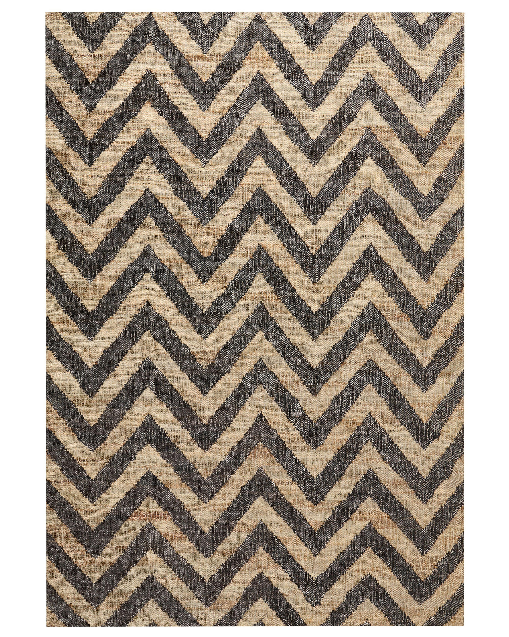 TEPPICH geflochten Beige 160/230 cm Dedepinari - Beige/Schwarz, Naturmaterialen (160/230cm) - Beliani