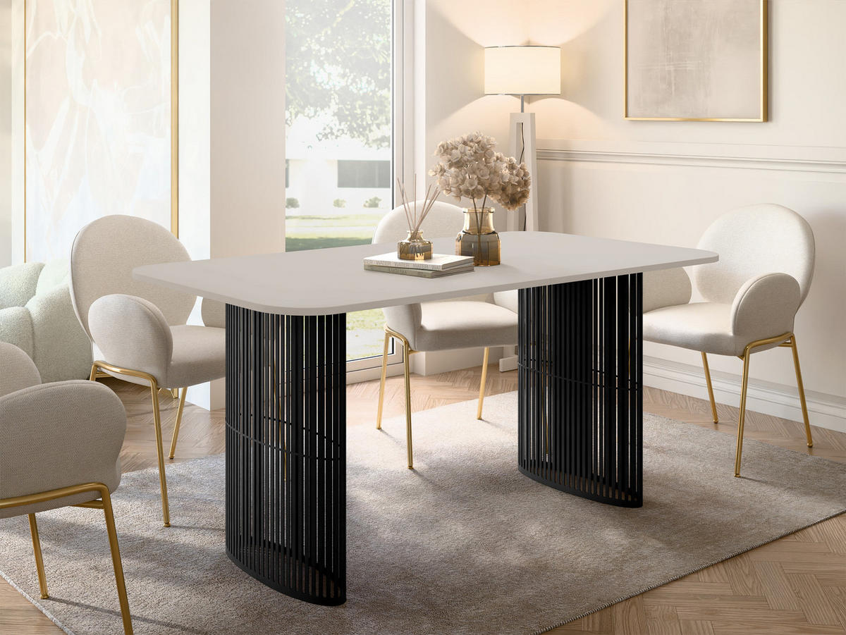 ESSTISCH Arcadia 160 - Kaschmir/Schwarz, Holzwerkstoff/Metall (90/160/76cm) - MIRJAN24