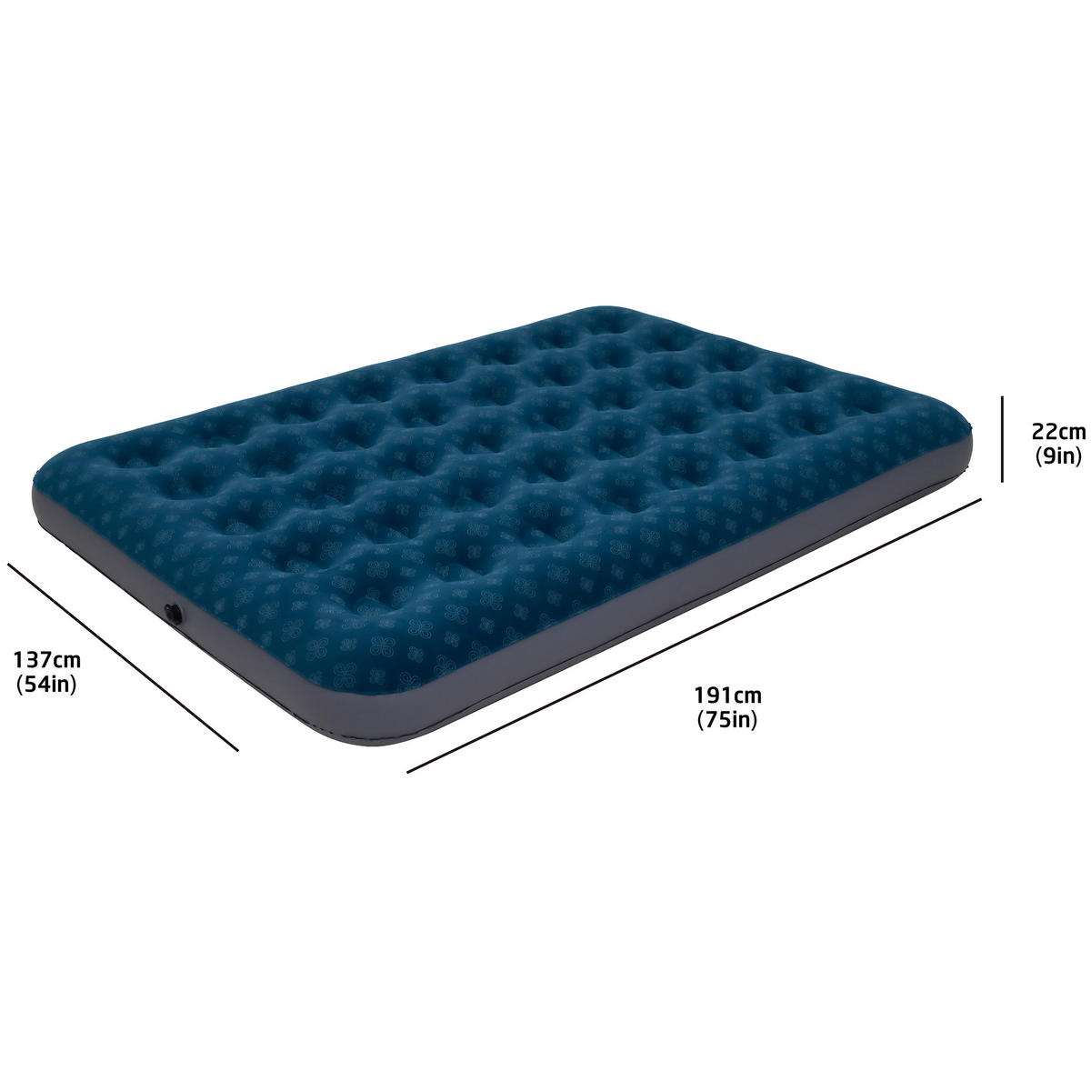LUFTBETT Luftmatratze Camping 2 Personen 191x137x22cm aufblasbar ohne Pumpe - Blaugrau, Kunststoff (137/191cm) - Avenli