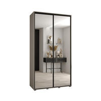 SCHWEBETÜRENSCHRANK 235,2/140/45 2-türig - Kaschmir/Schwarz, Holz/Metall (140/235.2/45cm) - MÖBEL KRYSPOL