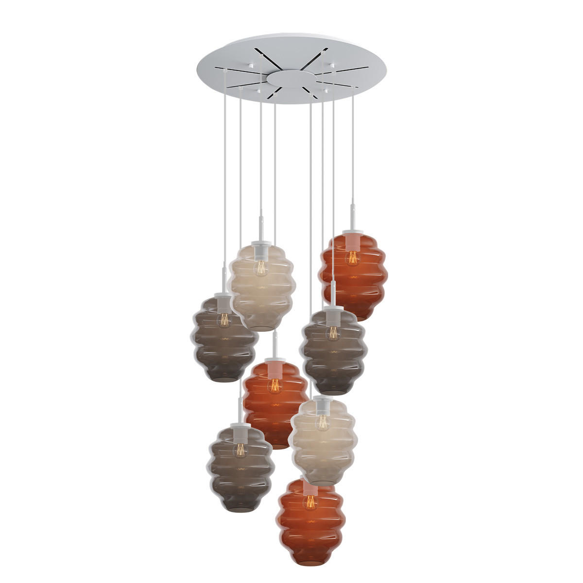 GALERIELEUCHTE Echos 8-flammig Mehrfarbig Ø 25cm - Multicolor/Weiß, Glas (25/25/28cm) - s.luce