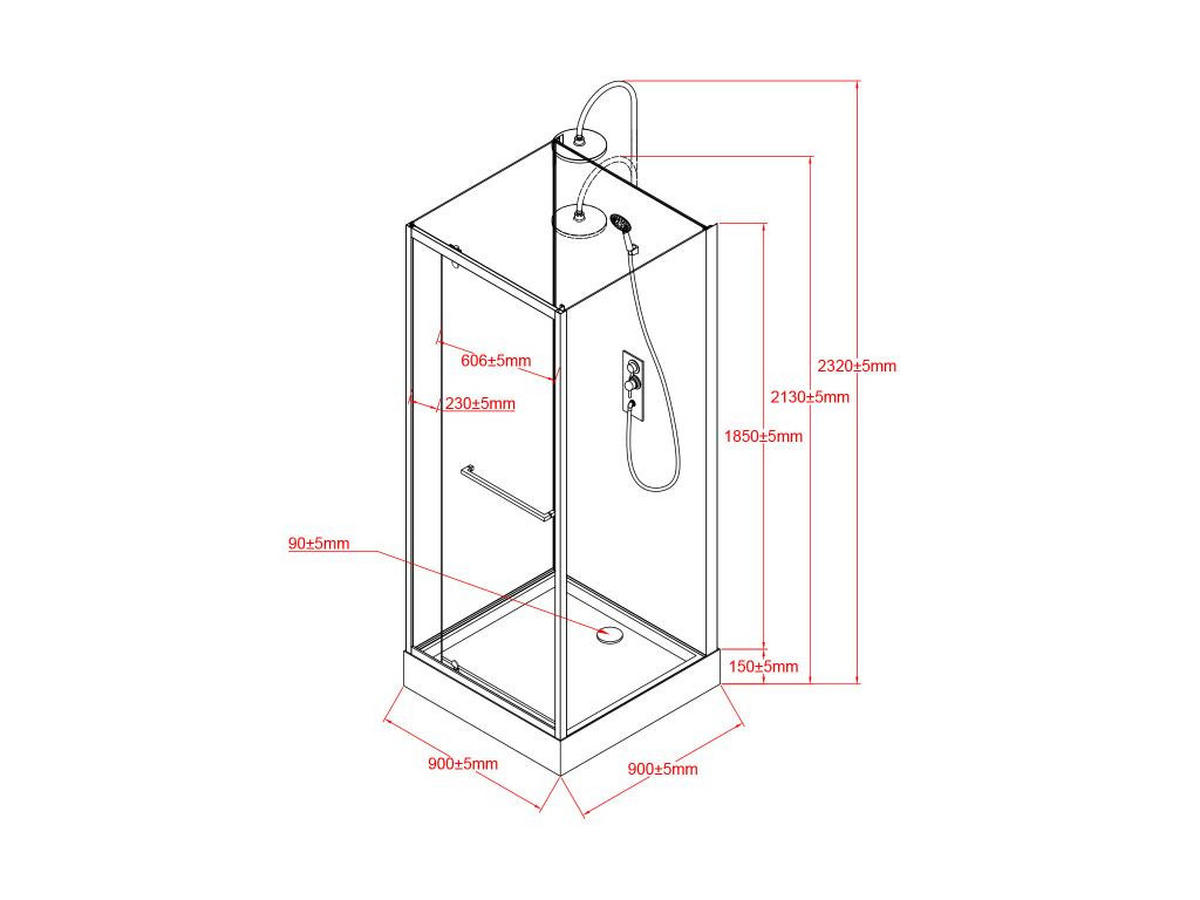 DUSCHKABINE - 90cm x 90cm - Aluminium - schwarz - DAMILU - Schwarz, Metall (90/90/200cm) - Vente-Unique