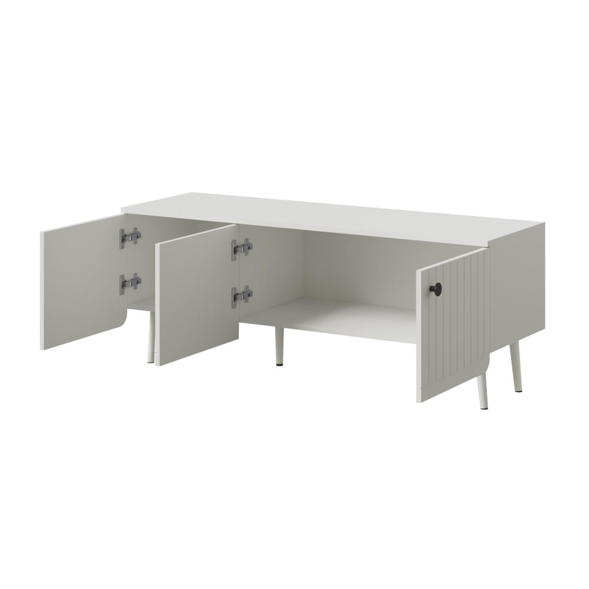 TV-LOWBOARD Chloe 3D 125 Weiß (schwarzer oder goldener Griff) - Schwarz/Weiß, Holzwerkstoff/Kunststoff (127/50/40cm) - mzm24