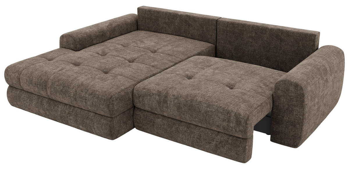 ROHOVÁ SEDAČKA ARELIA L - Hnědá Hrubě tkaná žinylka - Pravá - černá/hnědá, textil/plast (205/292cm) - MKS