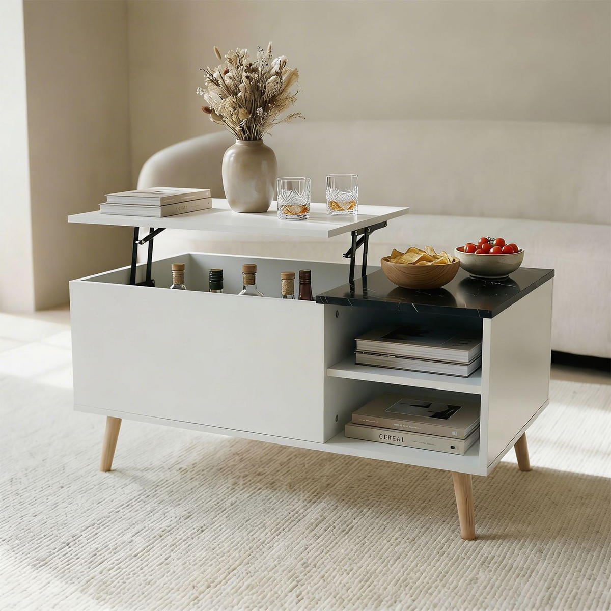 COUCHTISCH MUSKA schwarz, weiß - Schwarz, Holzwerkstoff (50/100/45cm) - IDIMEX