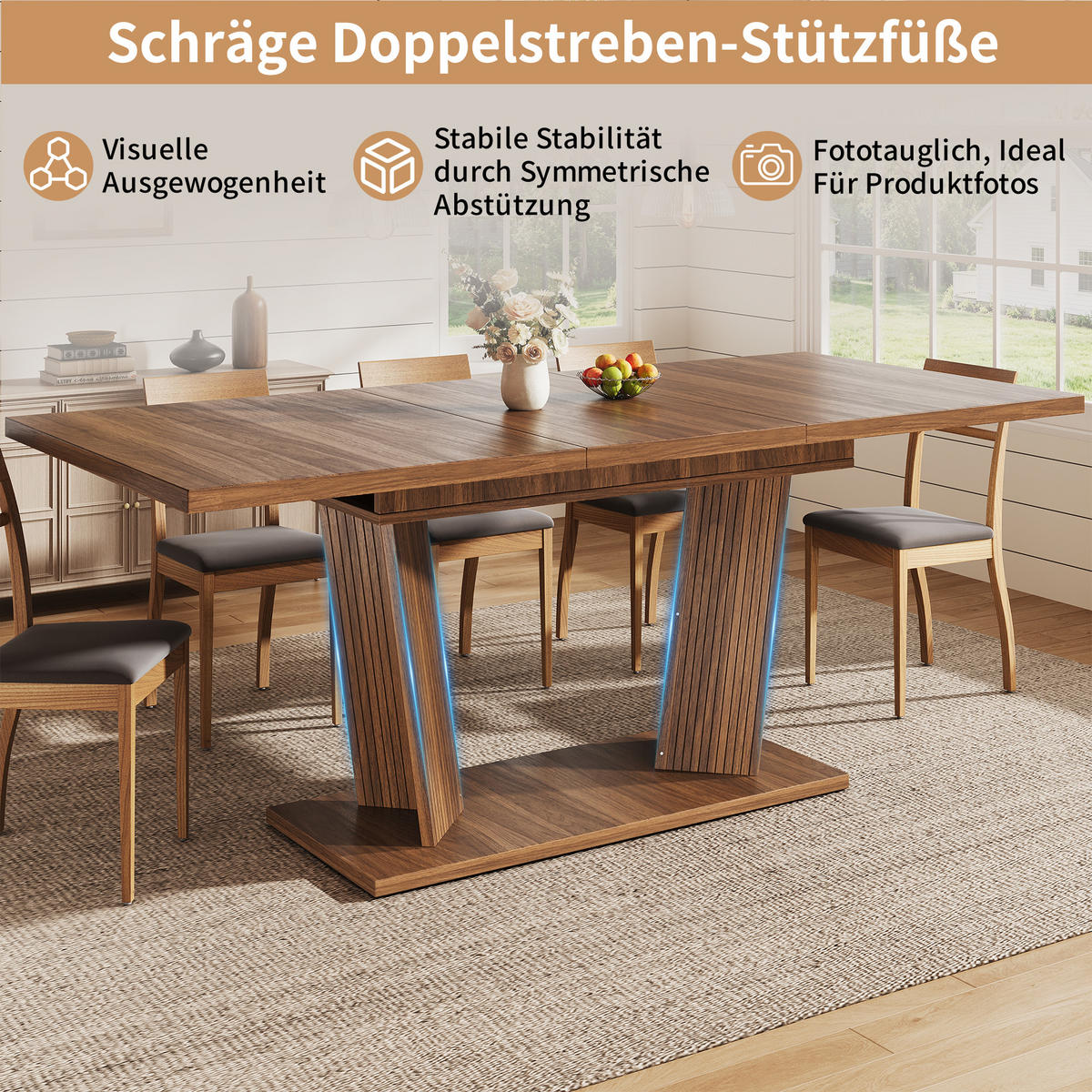 ESSTISCH Ausziehbar Dunkelbraun Modern Holzoptik 120-160cm - Dunkelbraun, Holzwerkstoff (80/160/76cm) - Urban Meuble